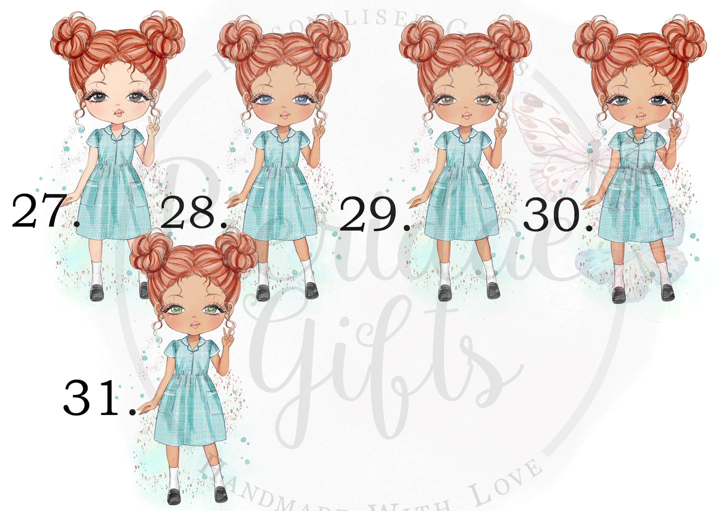 Personalised Green Gingham School Dress Lunch Snack Box