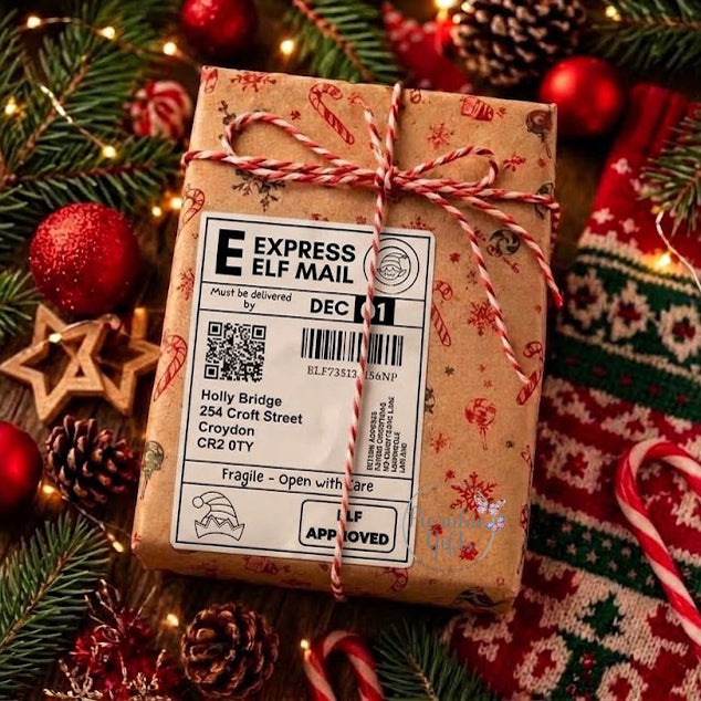 Make Christmas gifts magical with personalised Elf Mail labels. Printed with a child’s name and address, plus a Santa Tracker QR code. Pack of 10.