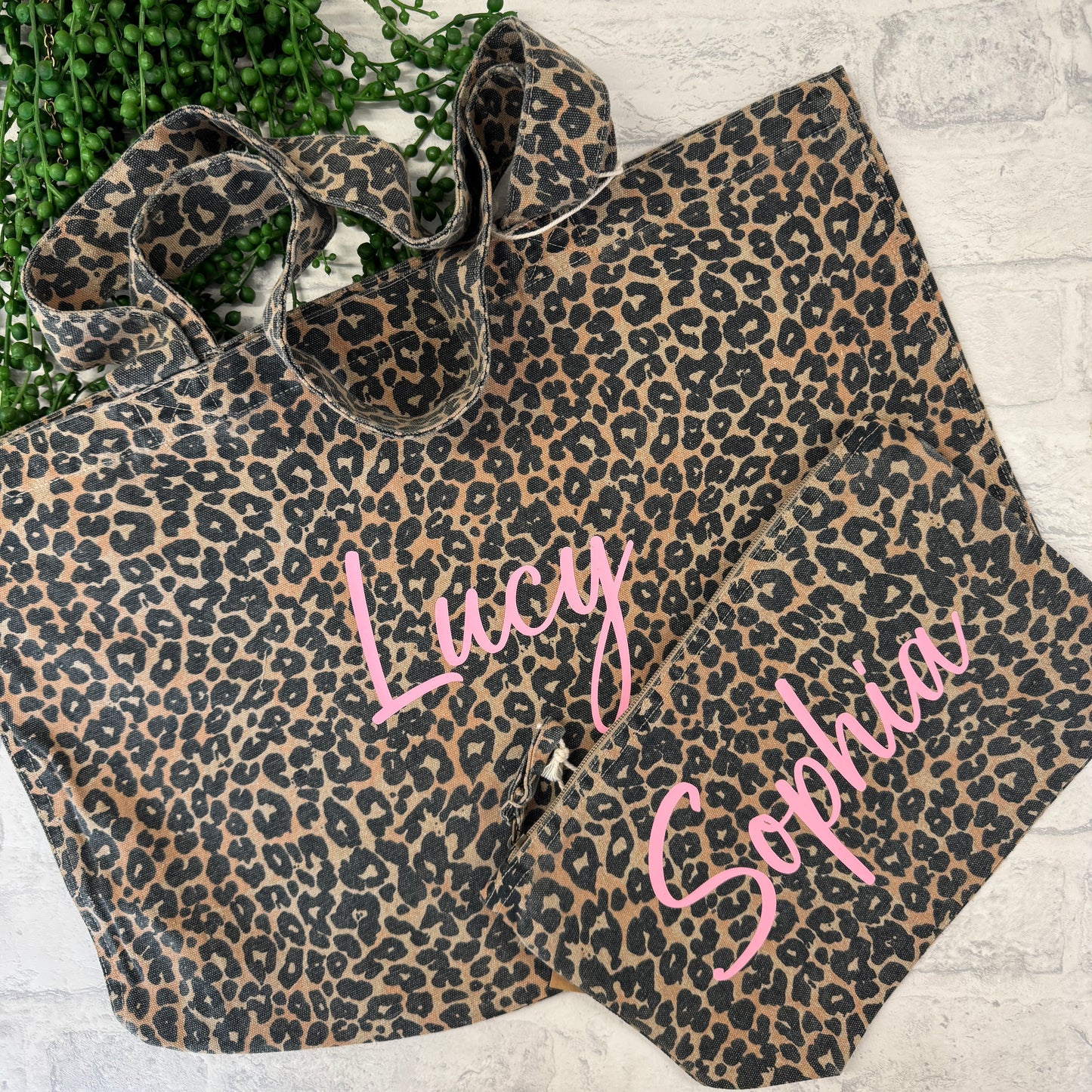 Personalised Leopard print make up bag
