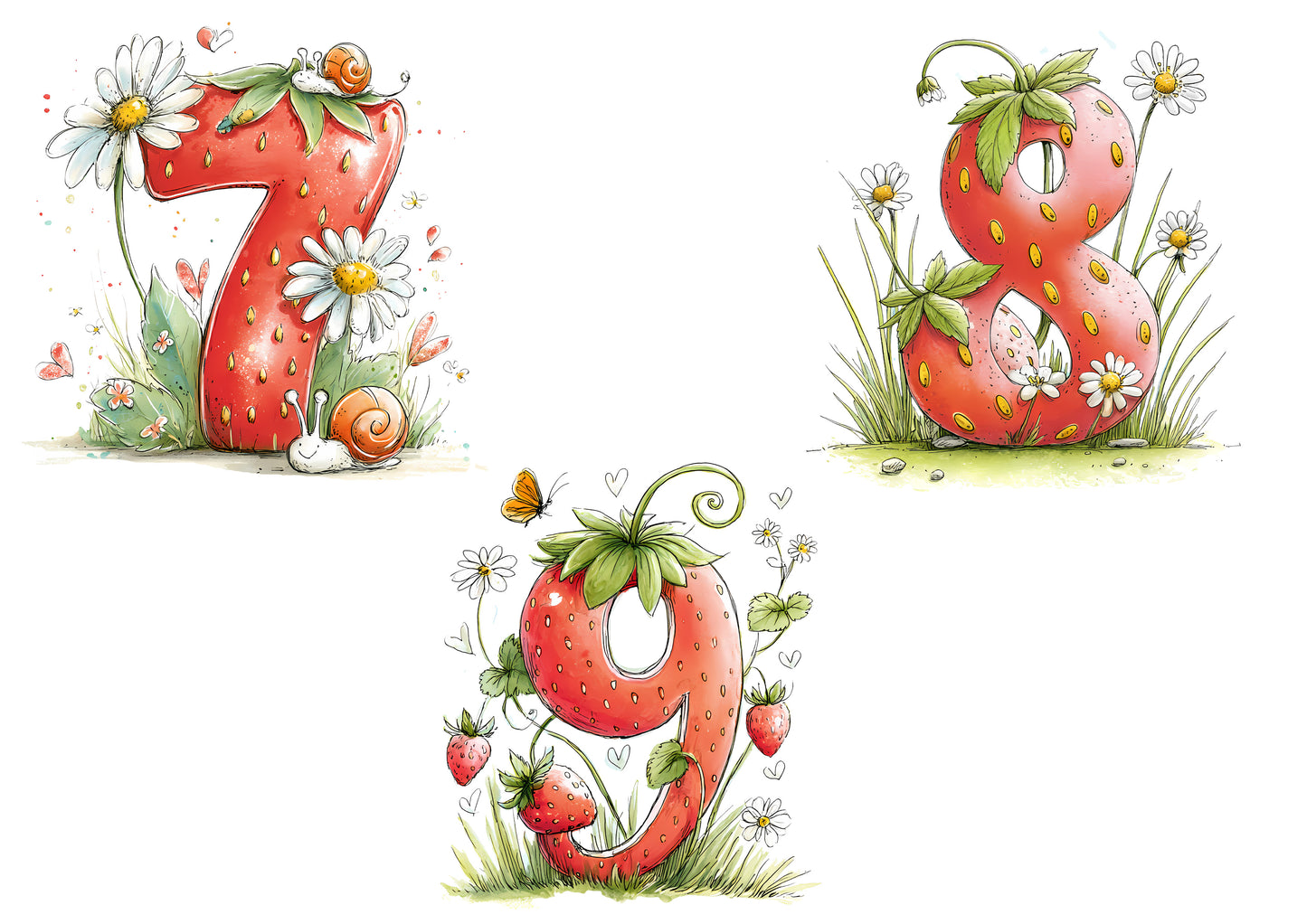 Strawberry Birthday Number T shirt Personalised