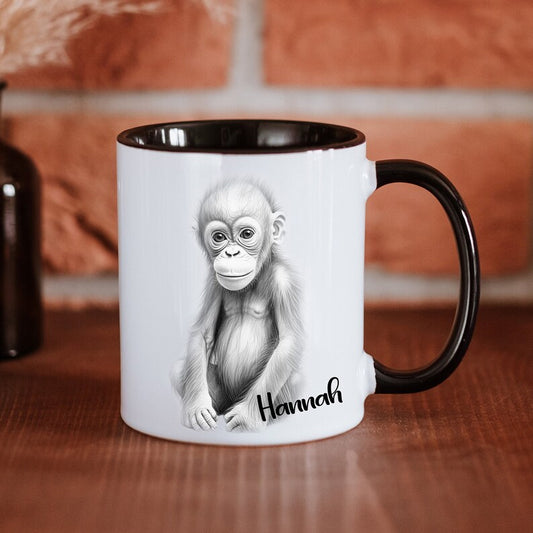 Personalised Sketchy Baby Orangutan Mug Gift