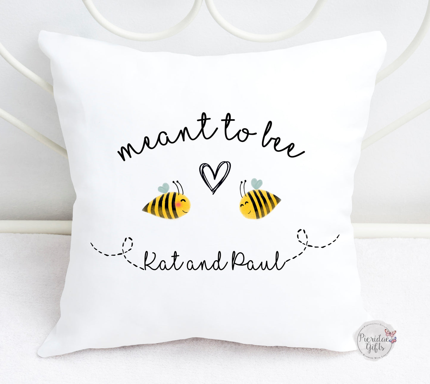 Personalised Meant to be Bee anniversary cushion first valentines day