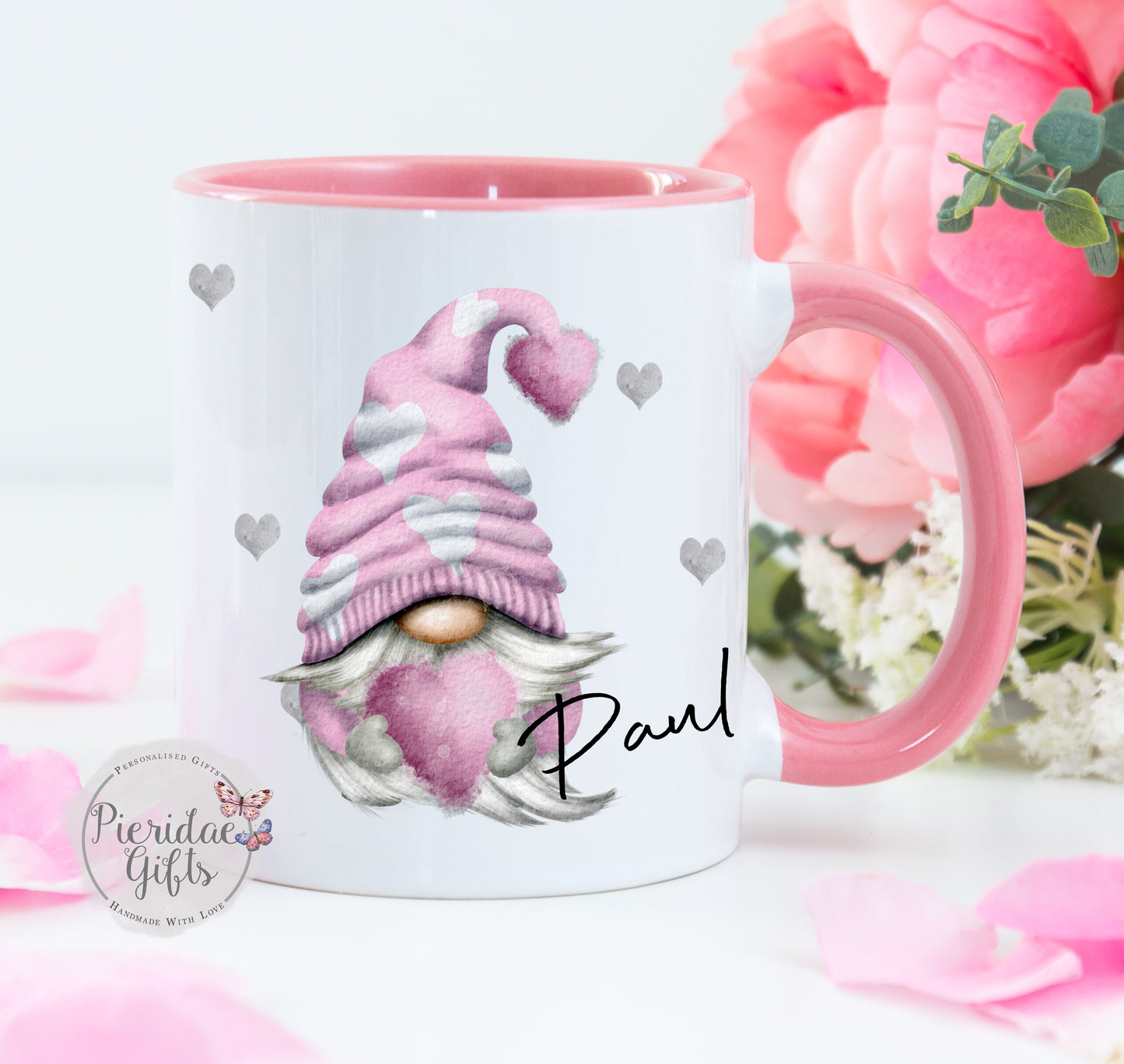 Personalised Pink Single Gnome Mug