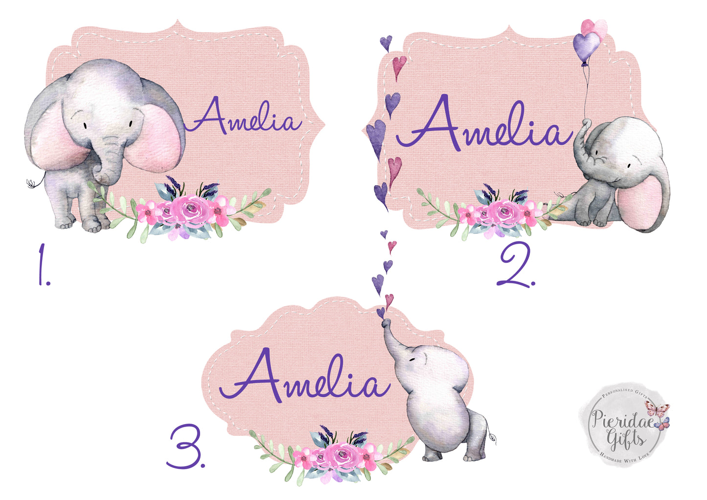 Personalised Pink Elephant Baby Vest (other designs available)