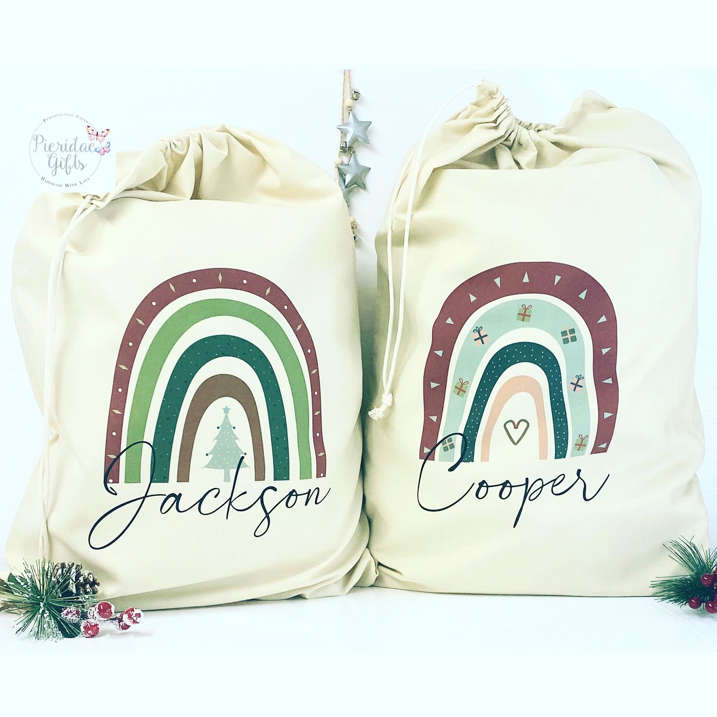 Personalised Large Christmas Rainbow Sack
