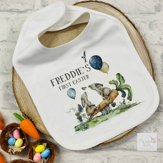 Personalised First Easter Woodlands Theme Baby Bib