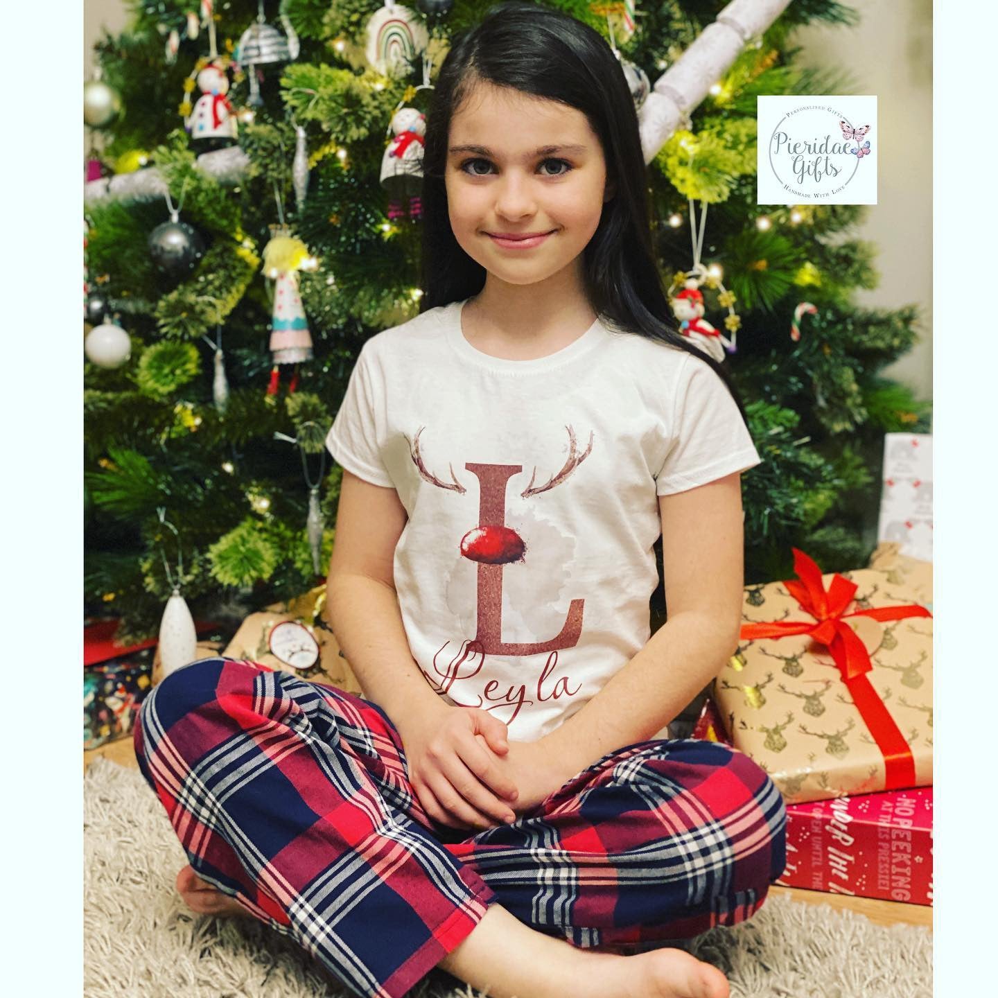 Personalised Christmas Initial Antler PJ's - Kid's