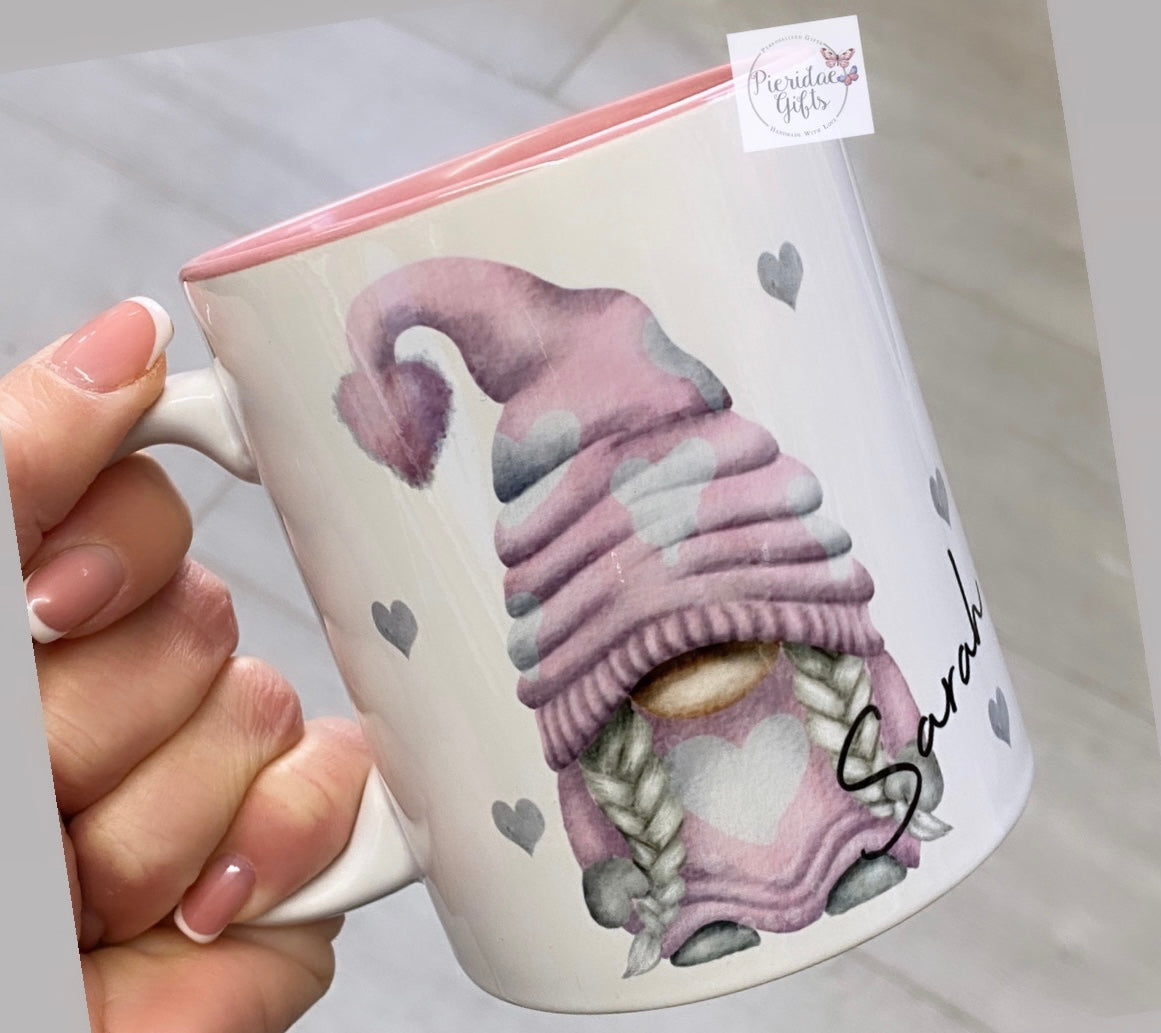 Personalised Pink Single Gnome Mug