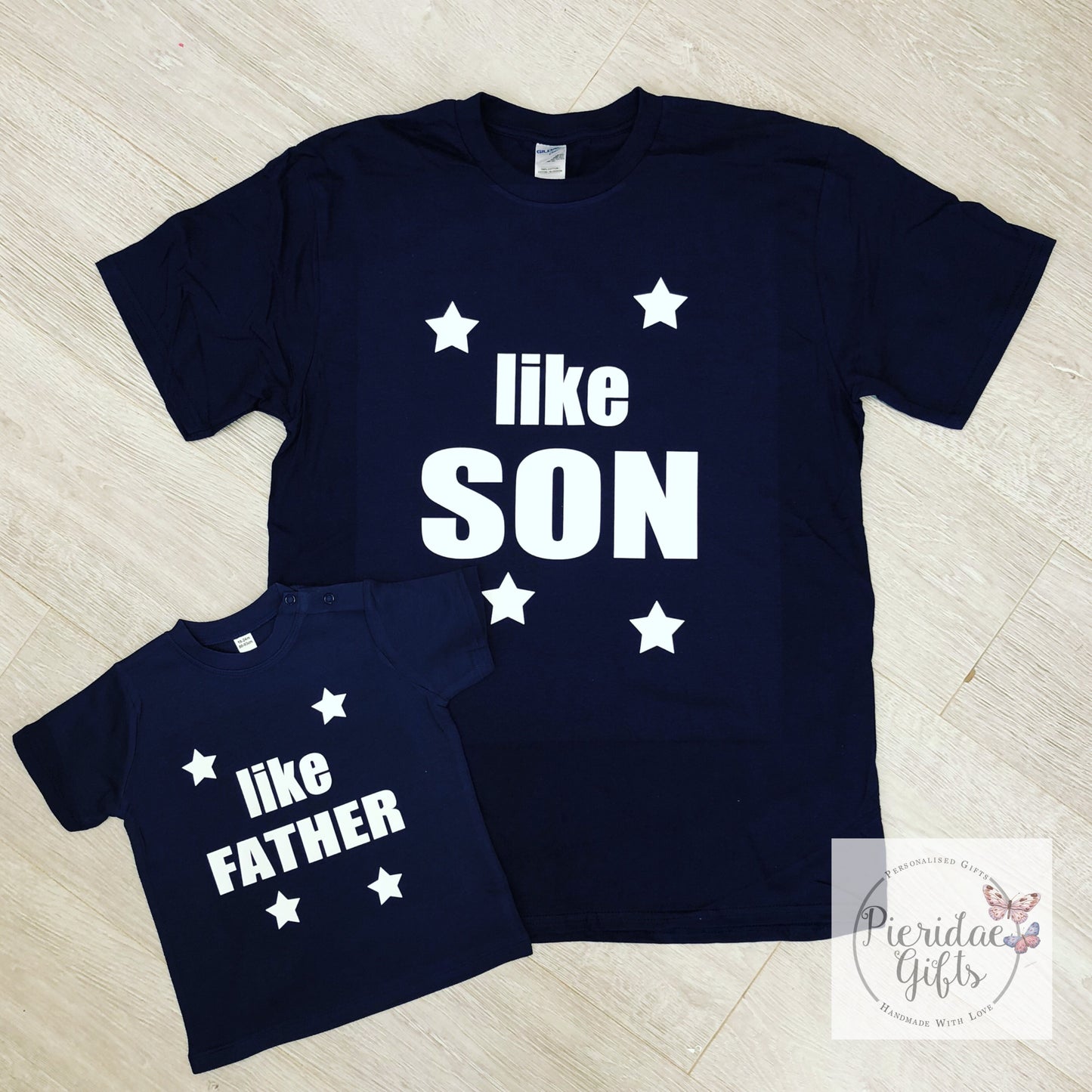 Like Father Like Son STARS Matching NAVY TShirt Set