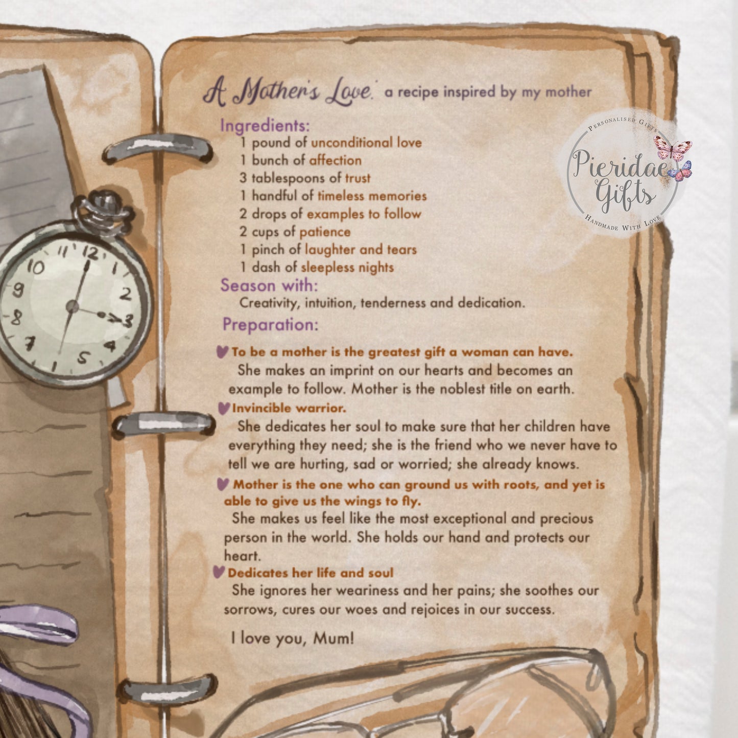 Personalised Mother's Recipe Glass Chopping Board