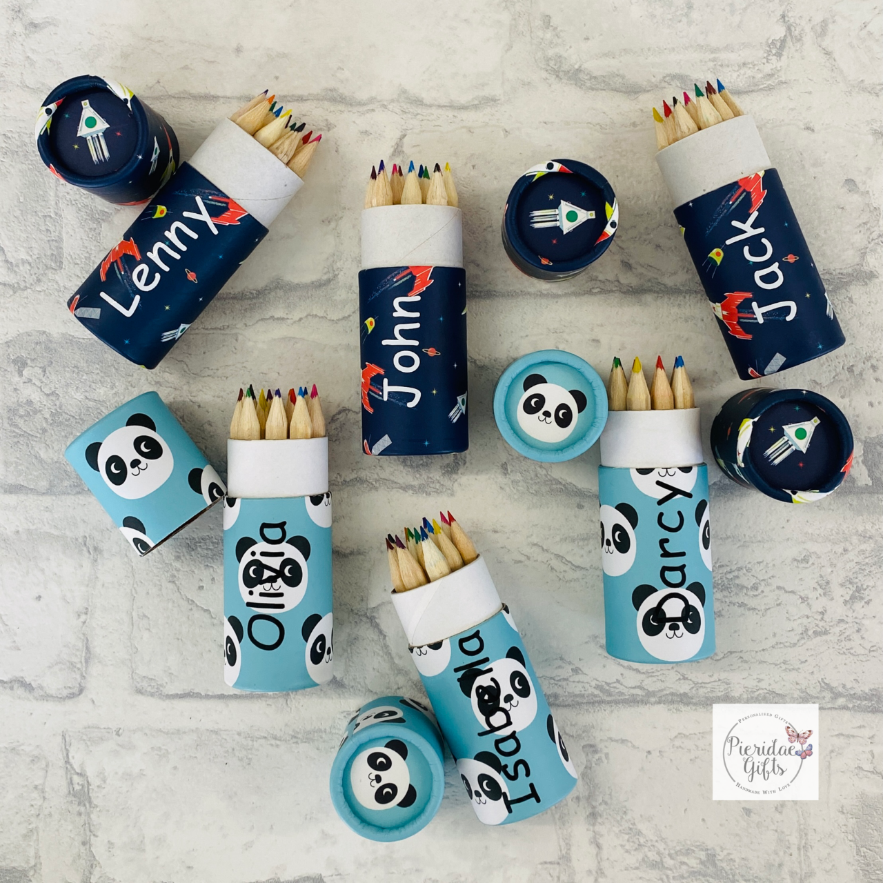 Personalised Panda Colouring Pencils and Notebook Set