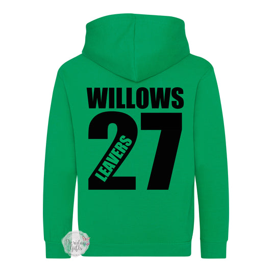 WILLOWS PRIMARY SCHOOL KELLY GREEN 2027 - Personalised Zip Up Levers Hoodie