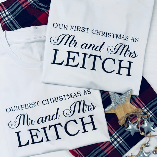 Our First Christmas as Mr and Mrs Matching Personalised Pyjama Set