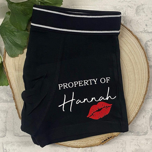 Personalised Valentine’s Day Property of, Gift Boxer Shorts