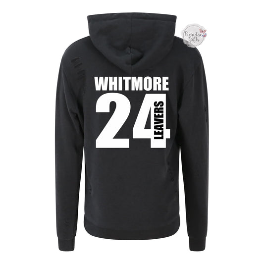 WHITMORE PRIMARY SCHOOL 2024 - WHITE TEXT - Personalised Zip Up Levers Hoodie