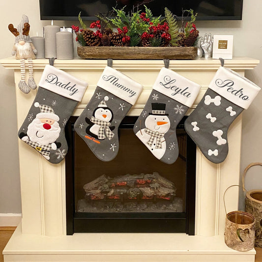 luxury knitted personalised Christmas stocking
