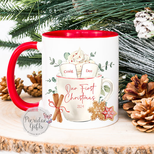 Personalised Christmas Our First Hot Chocolate Marshmallow Mug