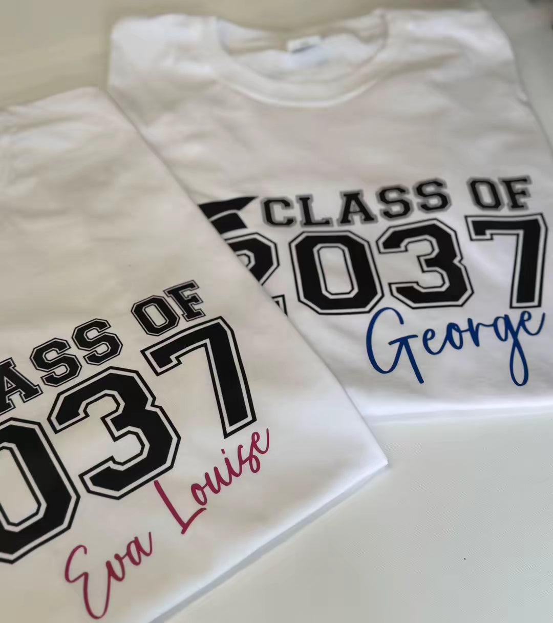 Class of 2038 Grow with me Personalised Handprint T shirt