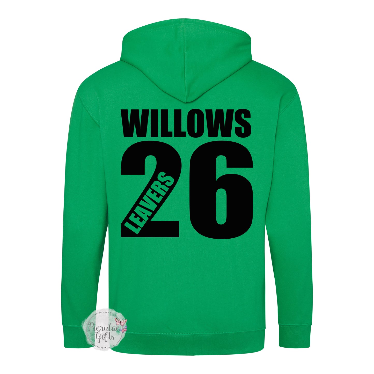 WILLOWS PRIMARY SCHOOL KELLY GREEN 2026 - Personalised Zip Up Levers Hoodie