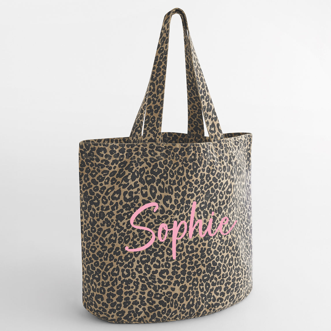 Personalised Leopard print tote shopping bag