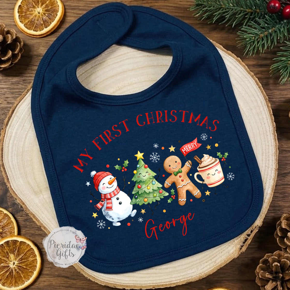 My first Christmas baby bib gift