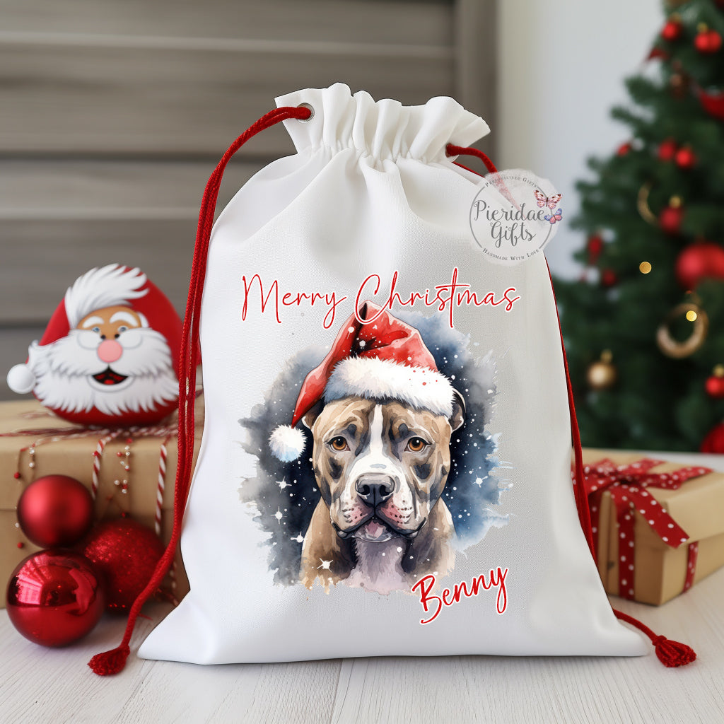 Personalised Christmas Pet Dog Santa Sack (Other breeds available)