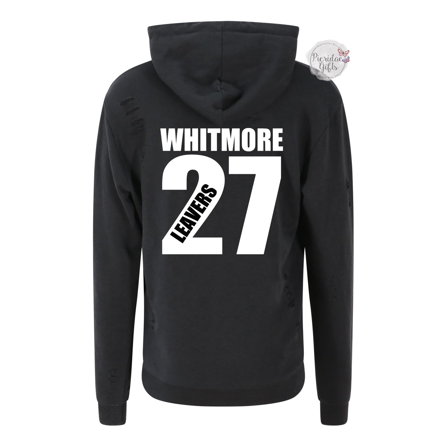 WHITMORE PRIMARY SCHOOL 2027 - WHITE TEXT - Personalised Zip Up Levers Hoodie (Copy)