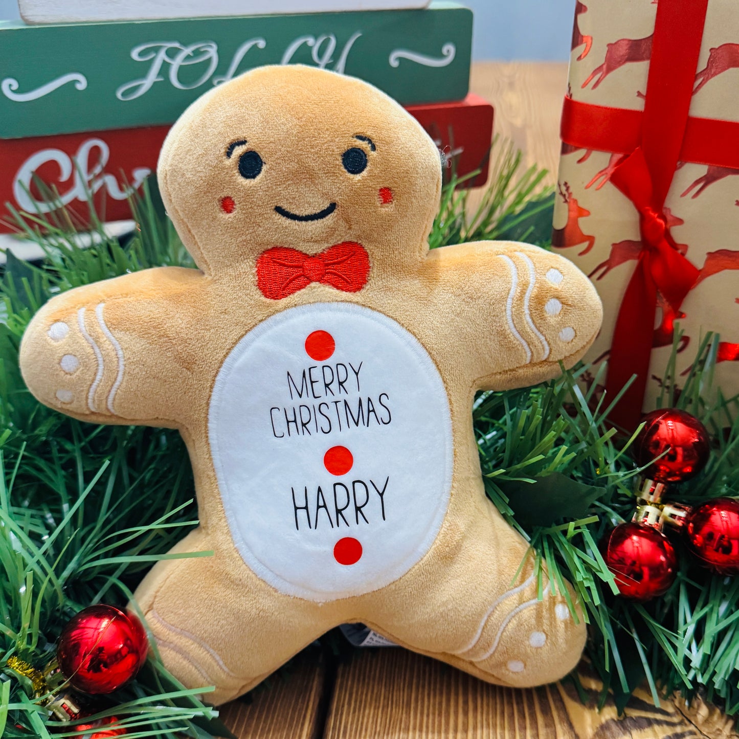 Personalised Christmas Gingerbread Man Plush Toy