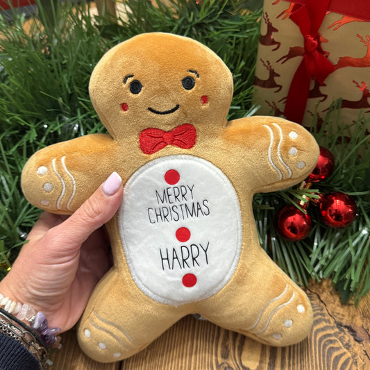 Personalised Christmas Gingerbread Man Plush keepsake Toy