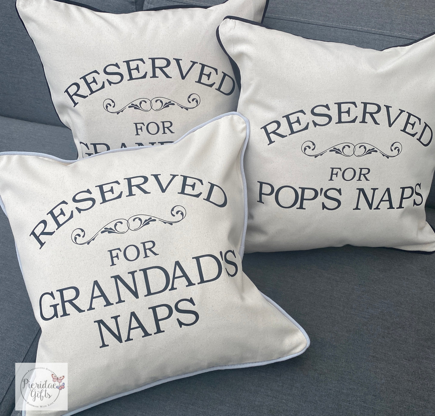 Reserved for Grandad's Naps Cushion (different titles available)