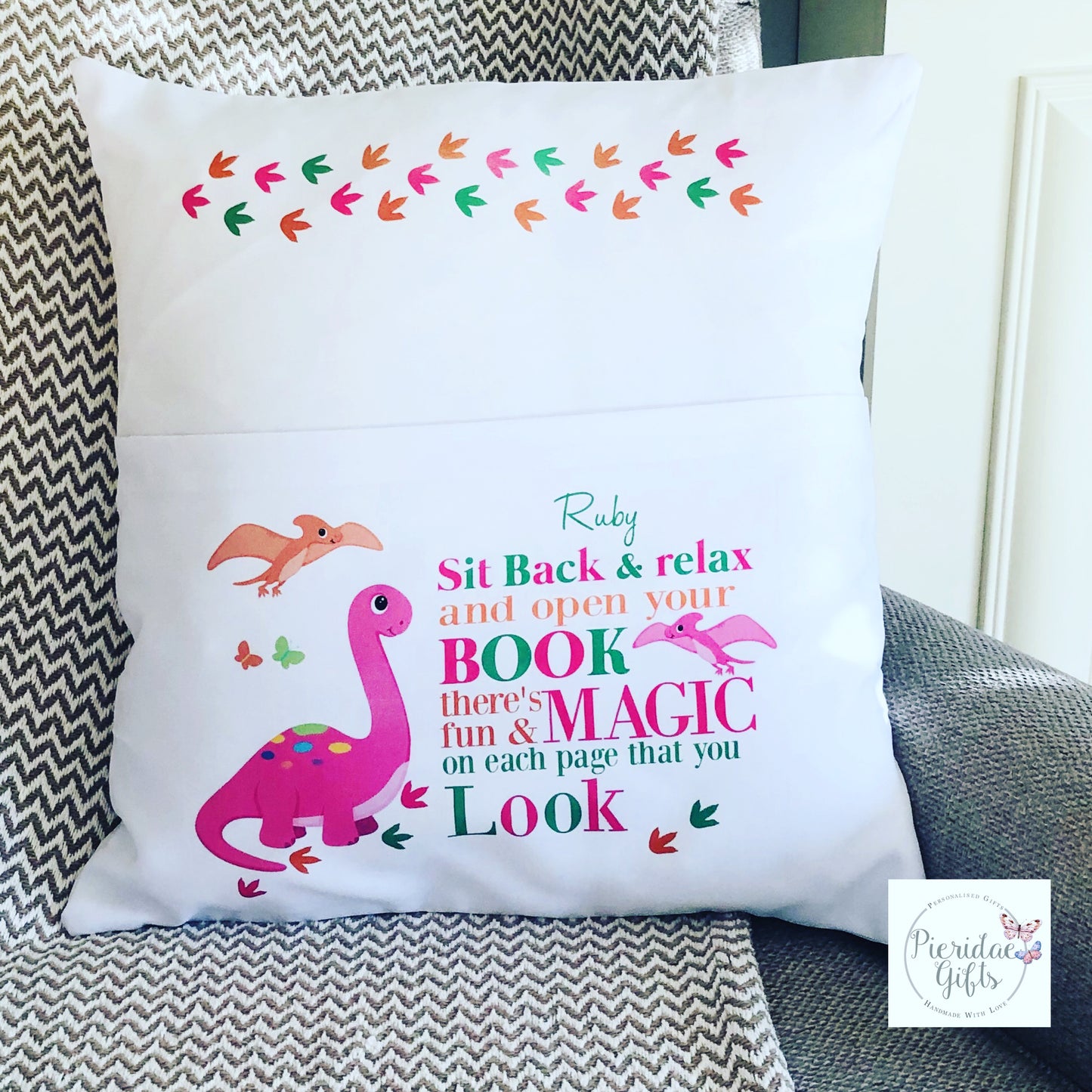 Personalised Pocket Book Cushion (other designs available)