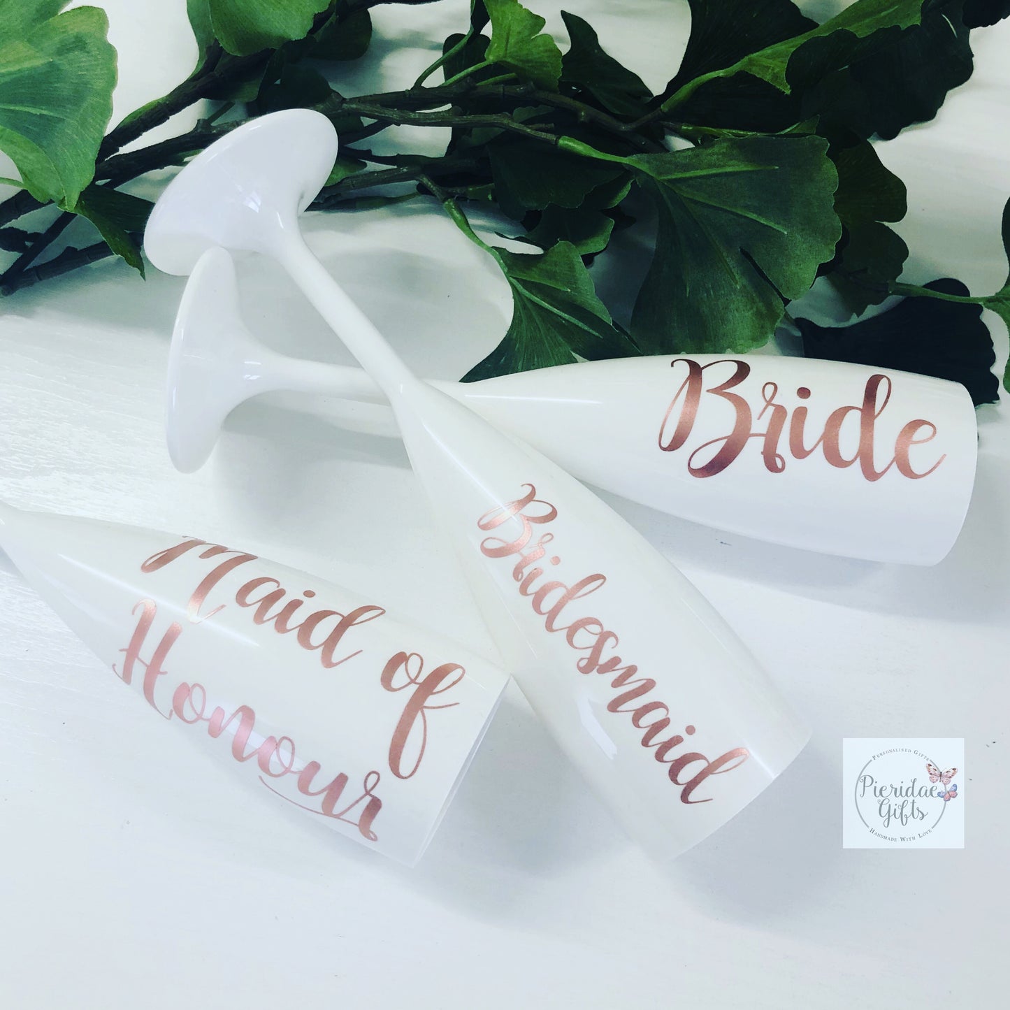 Personalised White Reusable Plastic Champagne Flute