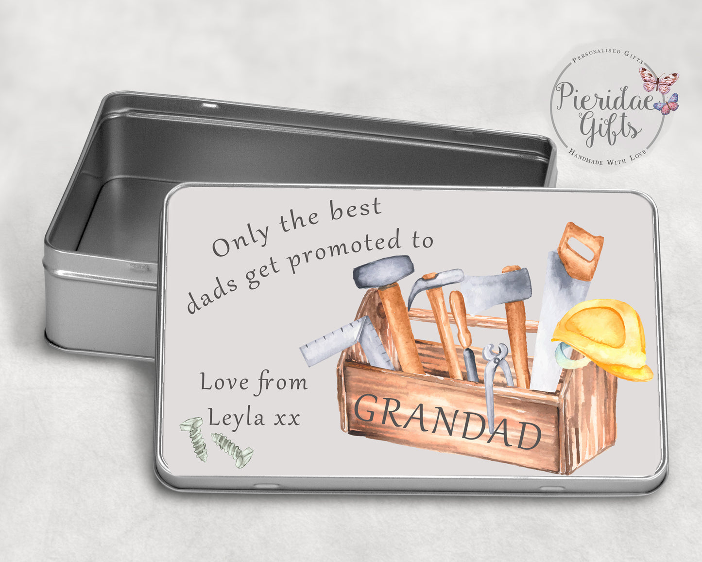 Personalised Best Dads get promoted to Metal Tin