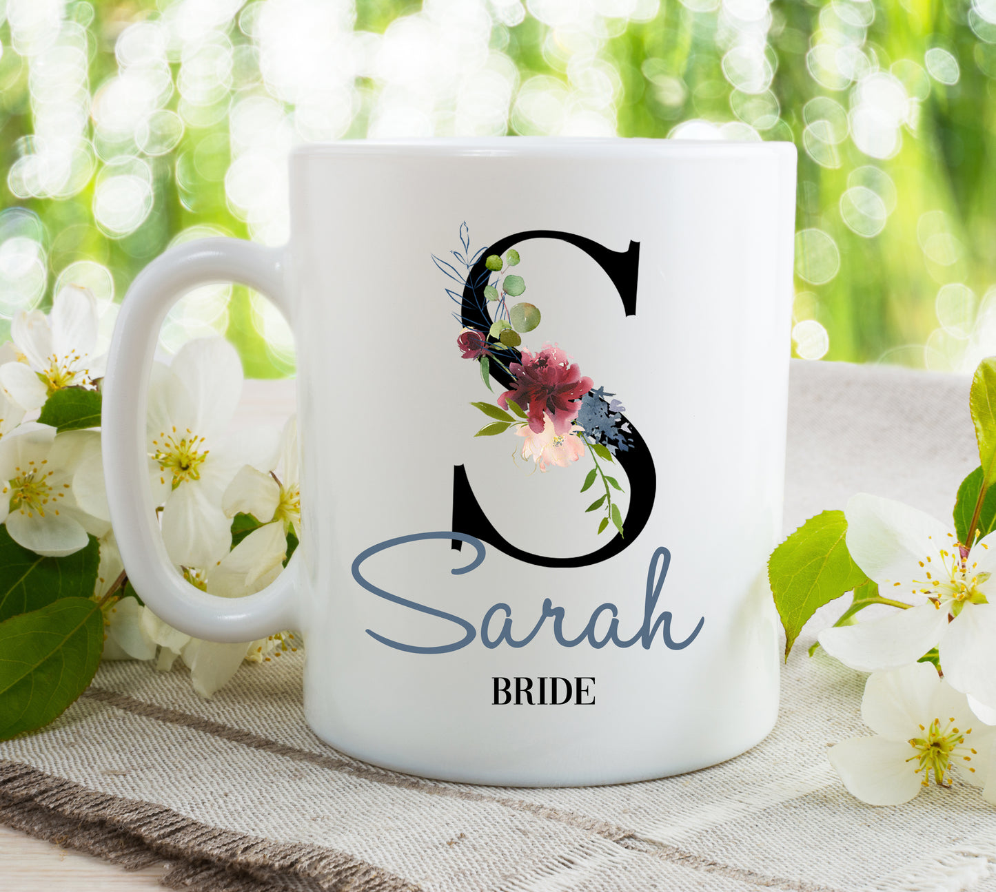Wedding Floral Initial Mug