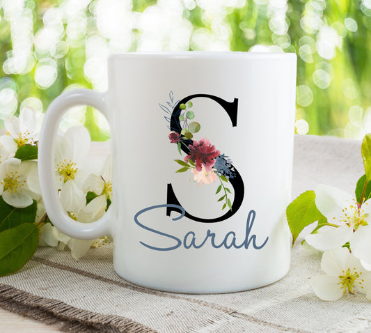 Floral Initial Mug