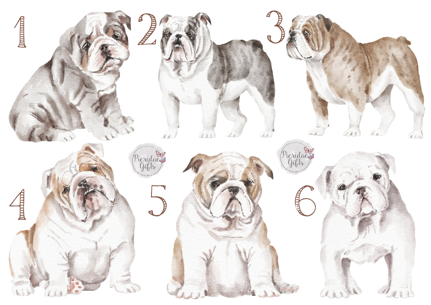Personalised Watercolour Bulldog Mug