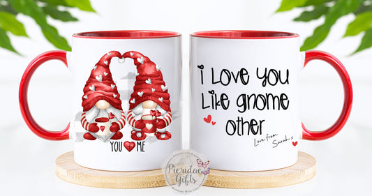Personalised You and Me Valentines Gnome Mug