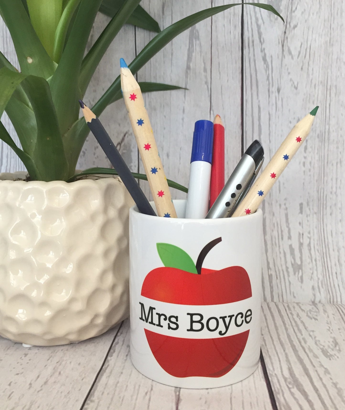 Personalised Teacher's Apple Pen Pot