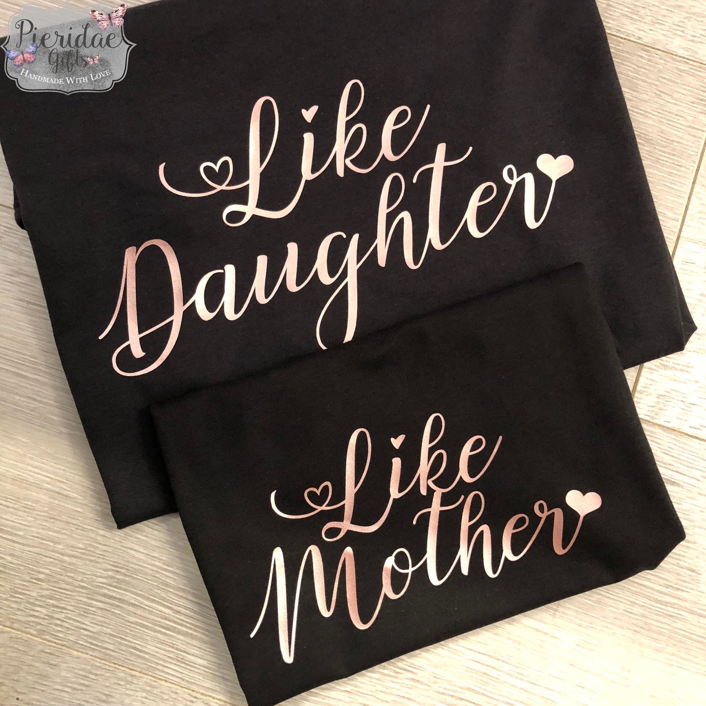 Like Mother Like Daughter Black TShirt Set with ROSE GOLD