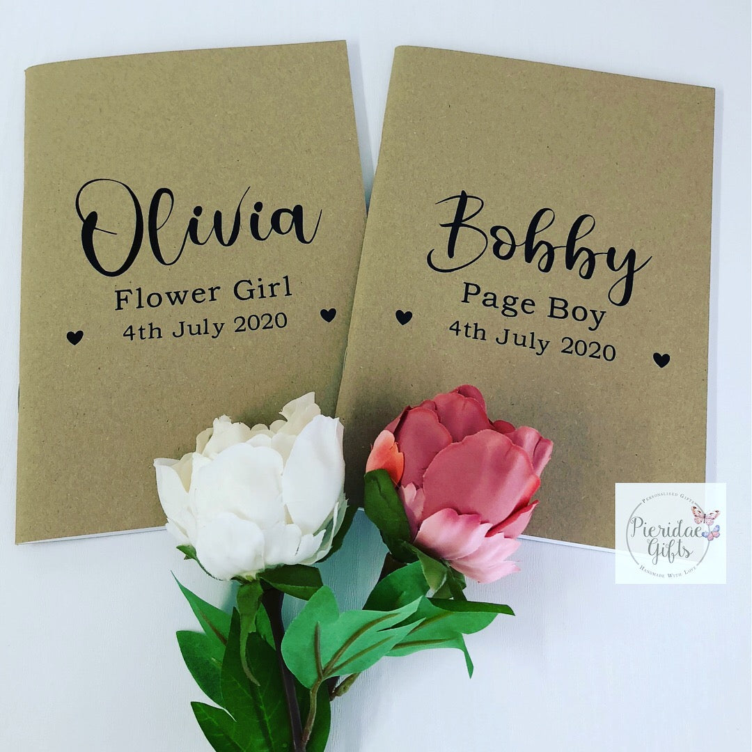 Personalised Wedding A5 Notebook for Flower Girl or Page Boy