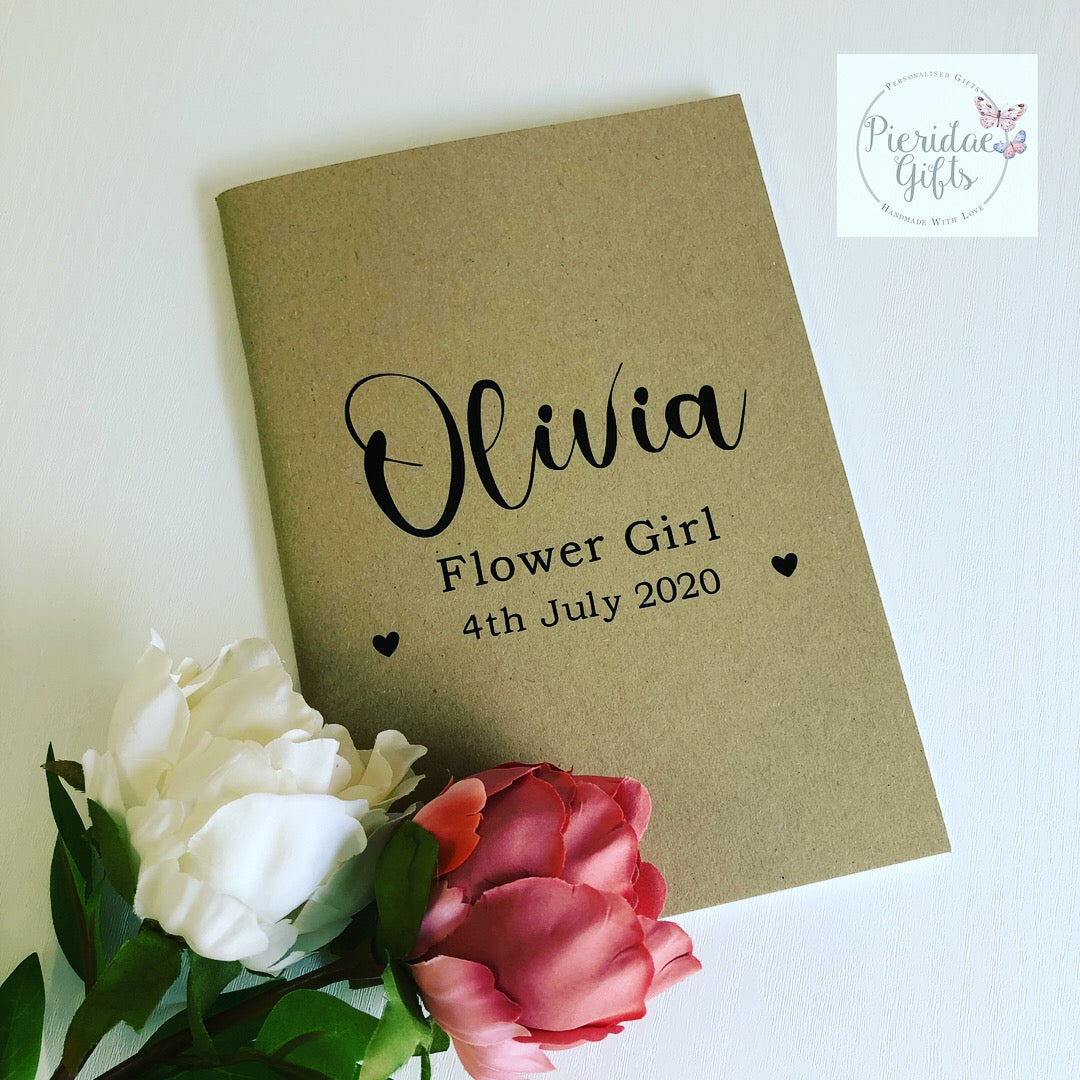 Personalised Wedding A5 Notebook for Flower Girl or Page Boy