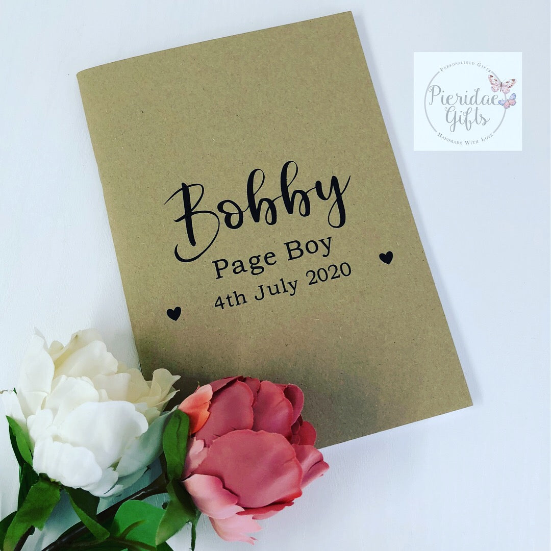 Personalised Wedding A5 Notebook for Flower Girl or Page Boy