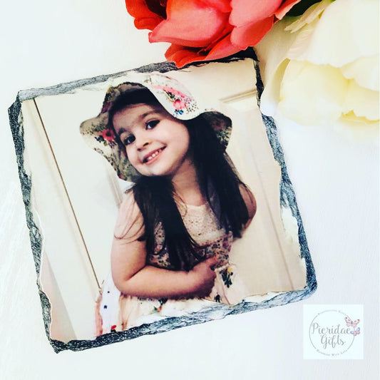 Personalised Photo Rock Slate Coaster - Matte