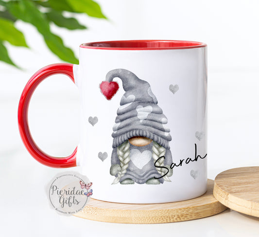 Personalised Grey Single Gnome Mug