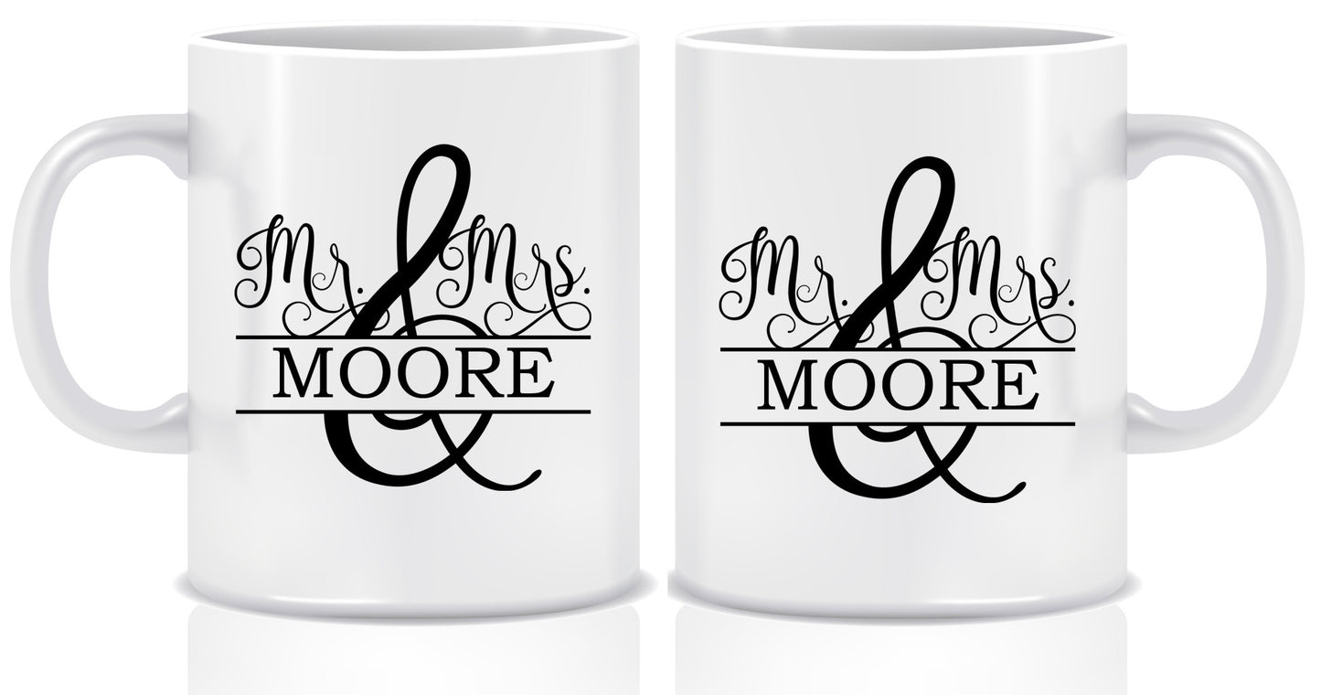 Mr & Mrs Monogram Mug Set