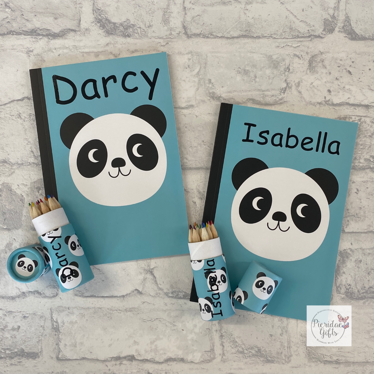 Personalised Panda Colouring Pencils and Notebook Set