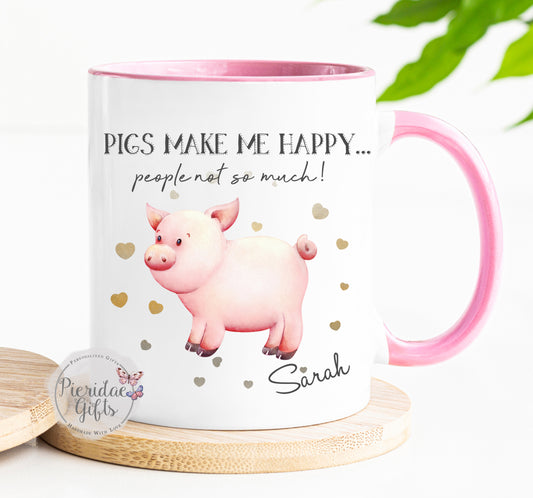 Pigs make me happy personalised mug