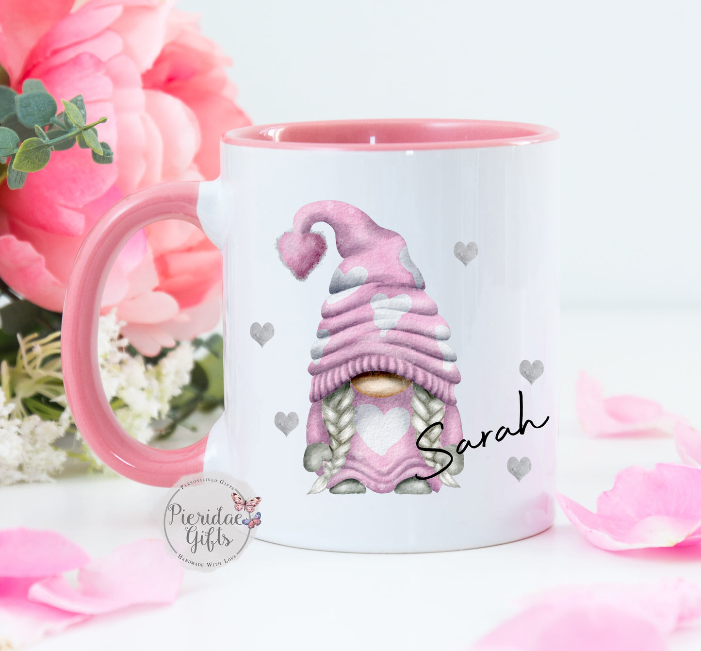 Personalised Pink Single Gnome Mug