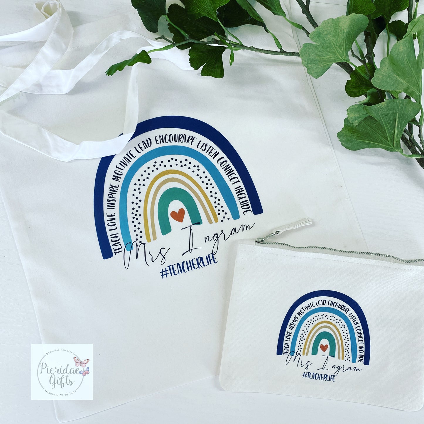 Personalised Teacher's Rainbow Teacherlife Tote Bag and/or Pencil Case