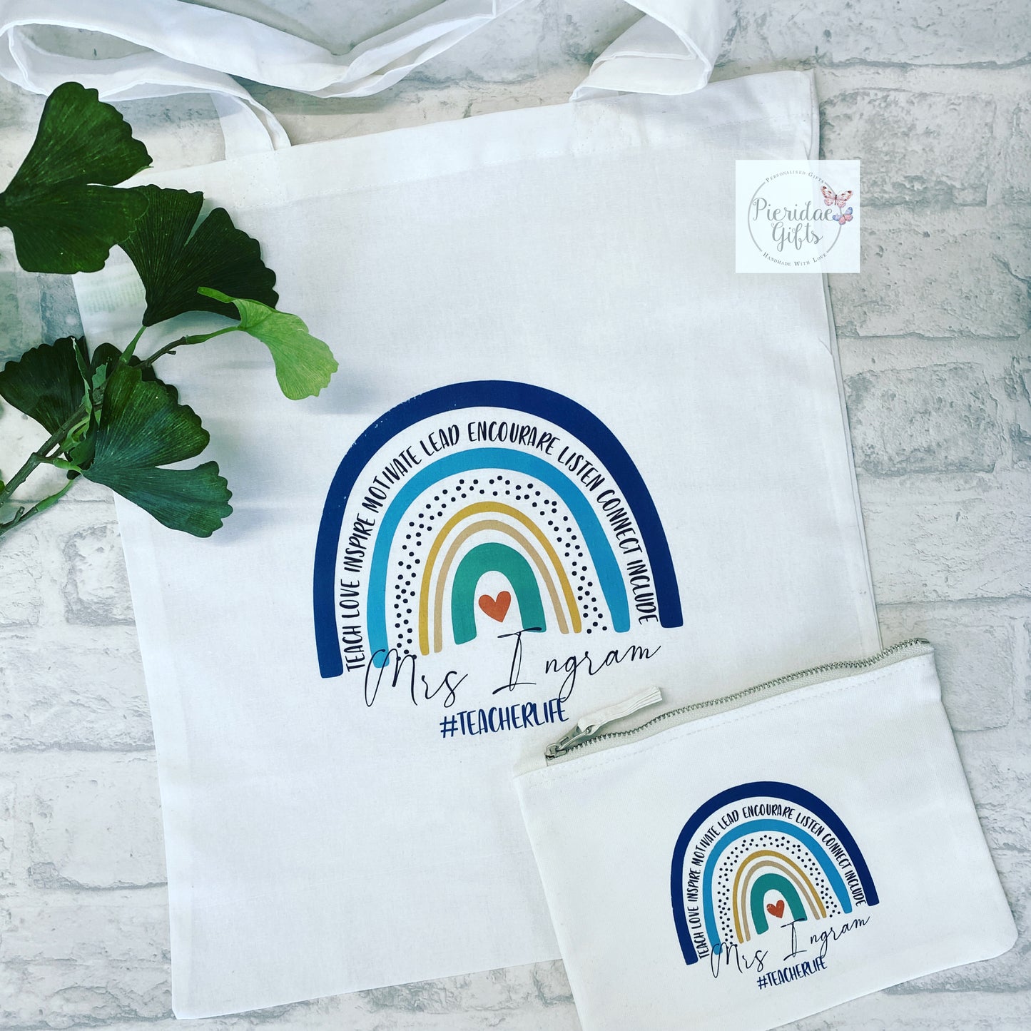 Personalised Teacher's Rainbow Teacherlife Tote Bag and/or Pencil Case